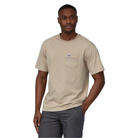 Patagonia Men's Line Logo Ridge Stripe Organic Pocket T-Shirt - Picture 1 of 9